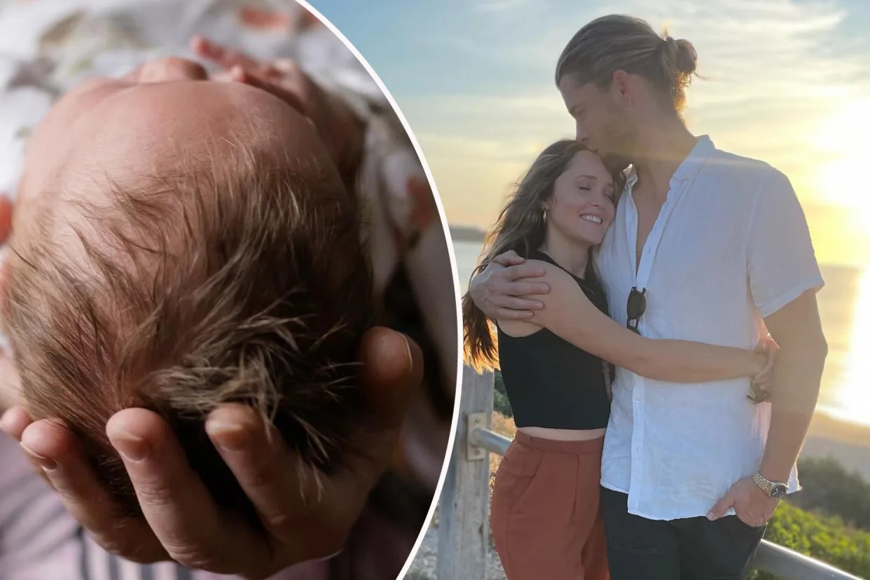 Former Home and Away stars Luke Mitchell and Rebecca Breeds welcome baby